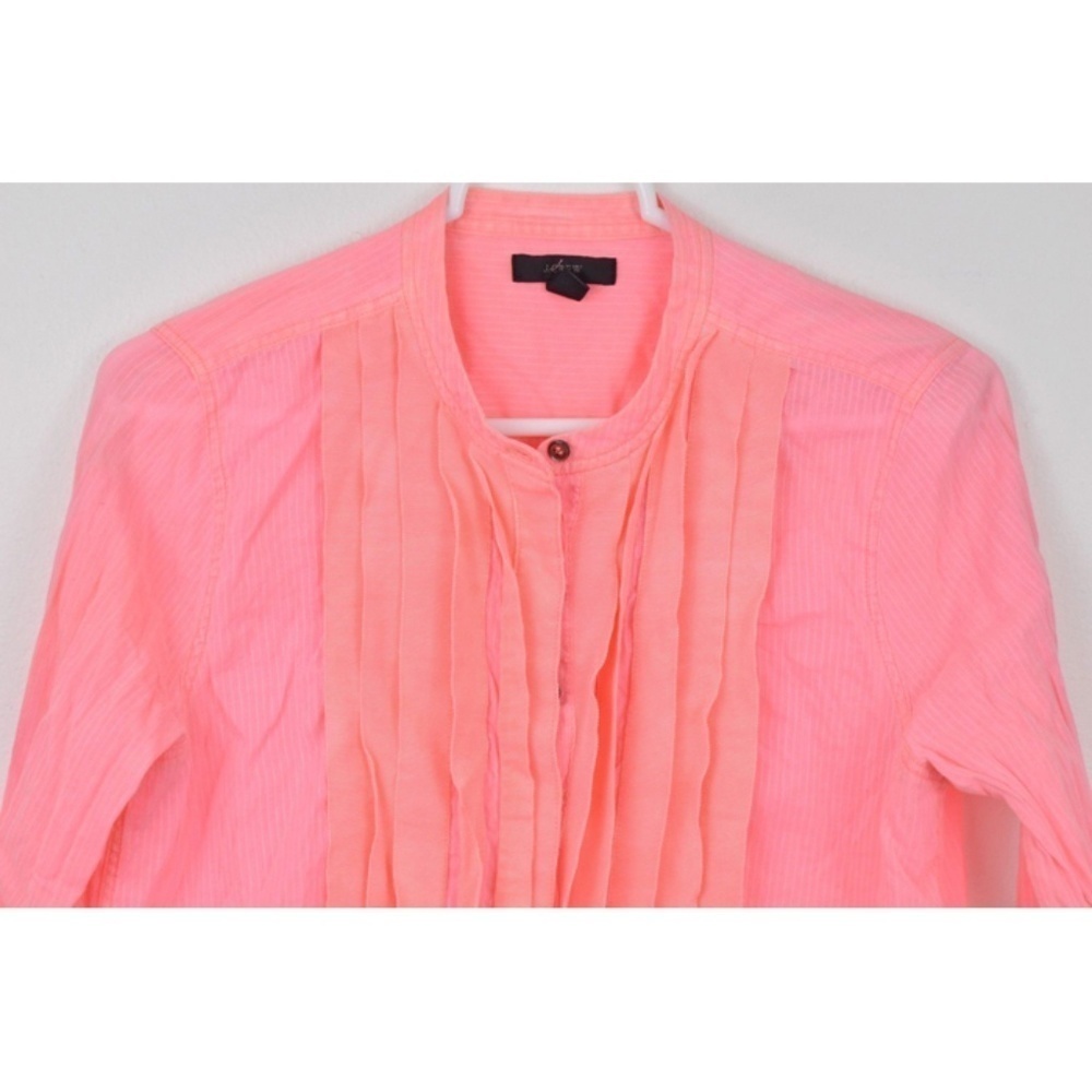 J Crew Shirt sz 2 Ruffle Long Sleeve Striped Shirt